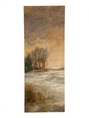Original Tonalist Style Landscape Oil Painting Signed White 2002 Wood Panel Art